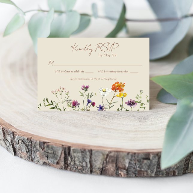 Placa RSVP de Casamento de Flores Selvagens - Flor (Criador carregado)