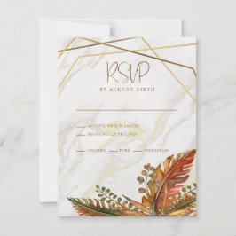 Placa RSVP de Casamento de Folhagem de Frame Doura