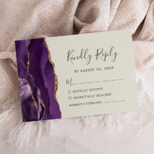 Placa RSVP de Casamento de Fúria de Agato Dourado