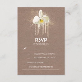 Placa RSVP de Casamento de Glam Dourado com Orquíd