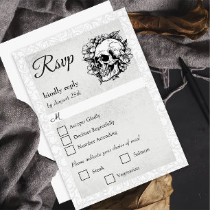 Placa RSVP de Casamento de Halloween com Caveira F