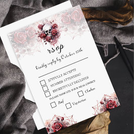Placa RSVP de Casamento de Halloween do Caveira Fl