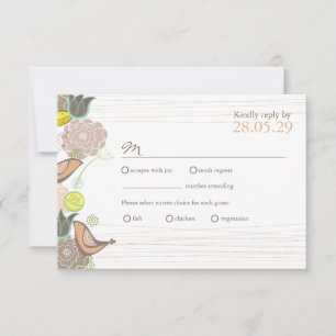 Placa RSVP de Casamento de Jardim Floral de Pássar