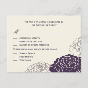 Placa RSVP de Casamento de Jardim rosa - Roxo