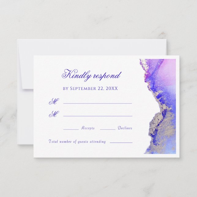Placa RSVP de Casamento de Lava com Tinta abstrato (Frente)