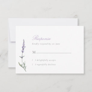 Placa RSVP de Casamento de Lavanda de Script Elega