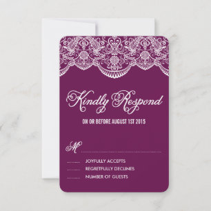 Placa RSVP de Casamento de Localidade de Brocade R