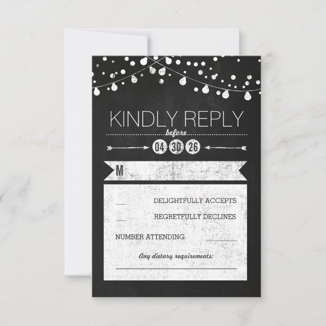 Placa RSVP de Casamento de Luzes Modernas (Frente)