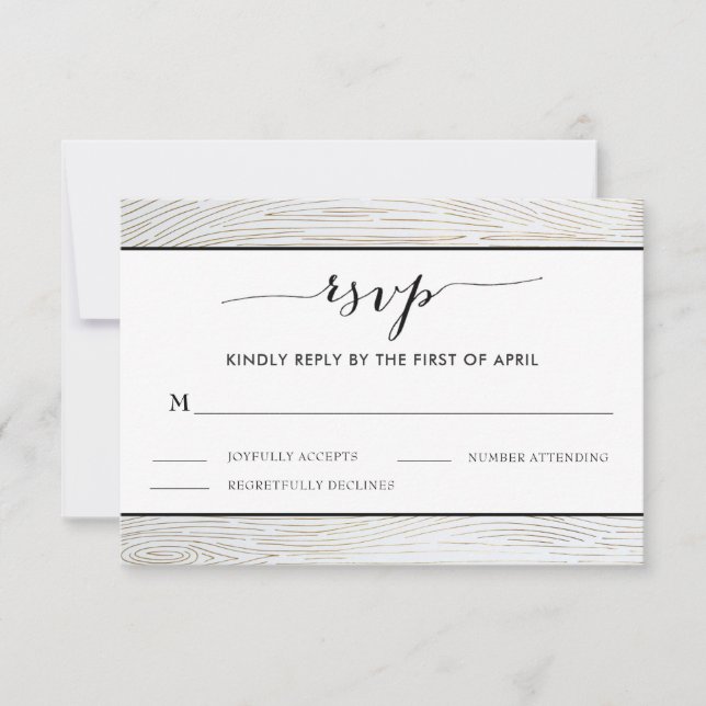 Placa RSVP de Casamento de Madeira Dourada russa (Frente)