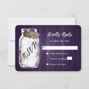 Placa RSVP de Casamento de Madeira RSVP de Mason R