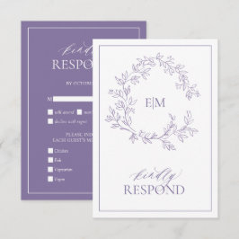 Placa RSVP de Casamento de Monograma da Lavanda Li