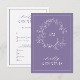 Placa RSVP de Casamento de Monograma da Lavanda Li
