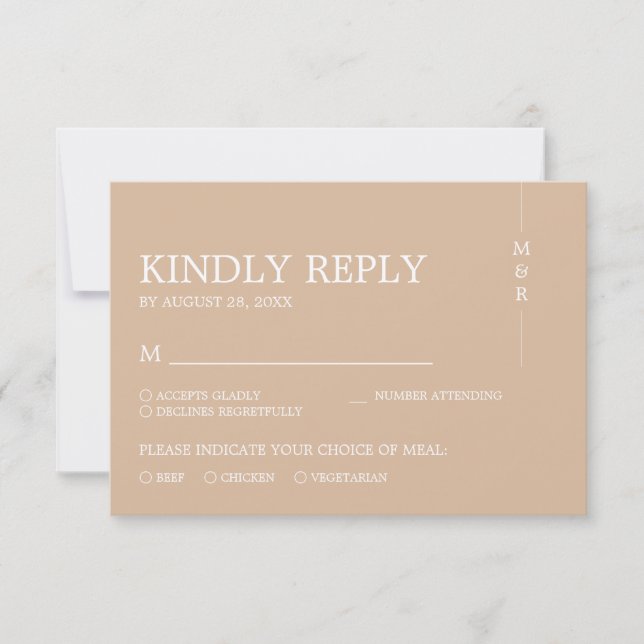 Placa RSVP de Casamento de Monograma Simples (Frente)