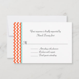 Placa RSVP de Casamento de na moda Coral Chevron