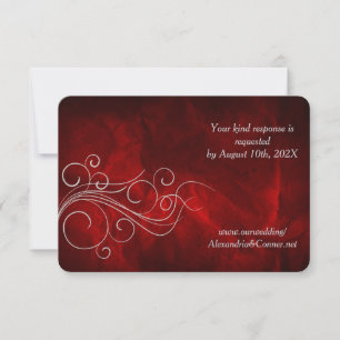 Placa RSVP de Casamento de Nave de Silver Vermelho