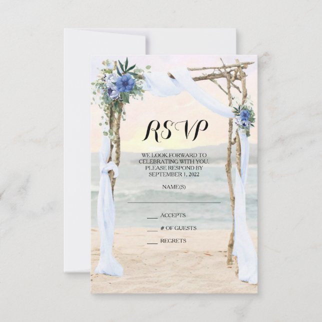Placa RSVP de Casamento de Orquídea Azul Sunset Be (Frente)