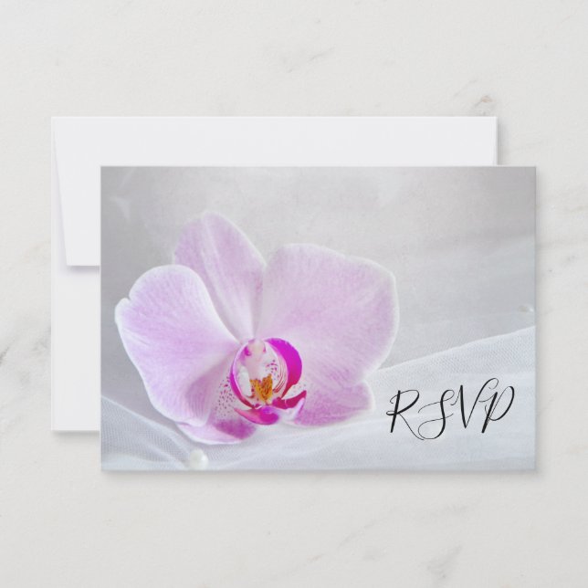Placa RSVP de Casamento de Orquídea Rosa e Véu-Bri (Frente)