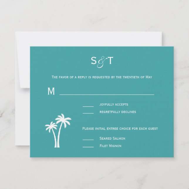 Placa RSVP de Casamento de Palm Trees (Frente)