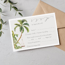 Placa RSVP de Casamento de Palma Tropical