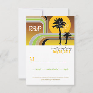 Placa RSVP de Casamento de Palmeiras Tropicais Ret
