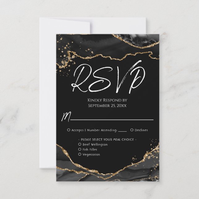 Placa RSVP de Casamento de Pedra de Agitação Doura (Frente)