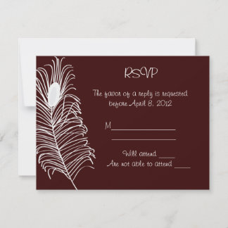 Placa RSVP de Casamento de pena