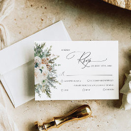 Placa RSVP de Casamento de Pinecone Rustic Winter