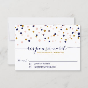 Placa RSVP de Casamento de Pontos Confetti Rosa e 