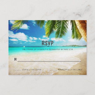 Placa RSVP de Casamento de Praia da Ilha Tropical