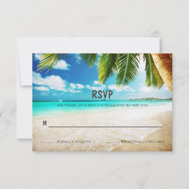 Placa RSVP de Casamento de Praia da Ilha Tropical (Frente)