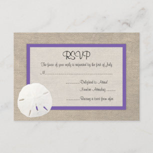 Placa RSVP de Casamento de Praia do Dólar de areia