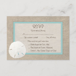 Placa RSVP de Casamento de Praia do Dólar de Areia