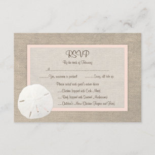 Placa RSVP de Casamento de Praia do Dólar de Areia