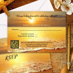 Placa RSVP de Casamento de Praia Sunset