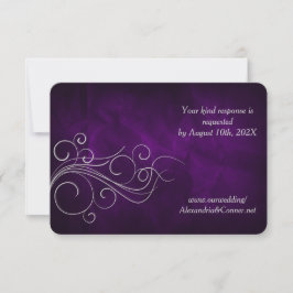 Placa RSVP de Casamento de Púrpura Prata
