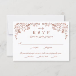 Placa RSVP de Casamento de Quadro Florid Rosa Dour