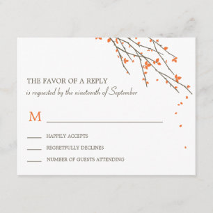 Placa RSVP de Casamento de Ramais Blooming - Laran