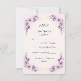 Placa RSVP de Casamento de Rosa de lavanda de de