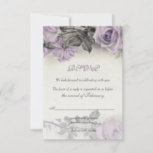 Placa RSVP de Casamento de Rosa de Purple da Sterl