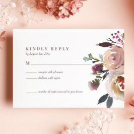 Placa RSVP de Casamento de Rosa Romântico para Chi