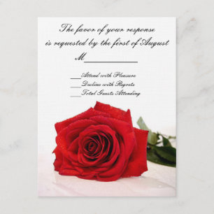 Placa RSVP de Casamento de rosa vermelha
