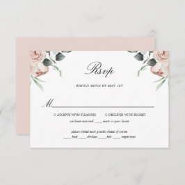 Placa RSVP de Casamento de Rosas Florais Rosa Dust