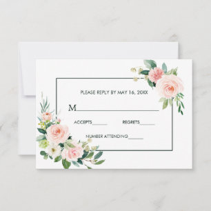 Placa RSVP de Casamento de Sangue Rosa-Blush