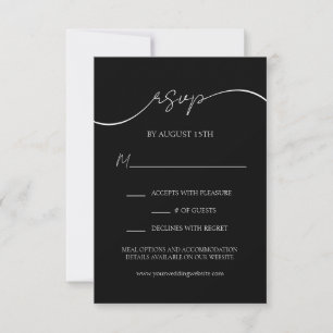 Placa RSVP de Casamento de Script Branco e Preto M