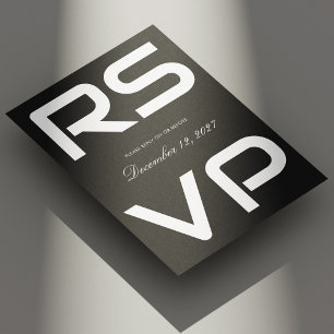 Placa RSVP de Casamento de Script Branco Moderno e