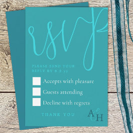 Placa RSVP de Casamento de Script de Caligrafia Te