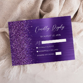 Placa RSVP de Casamento de Script de Glama Roxo