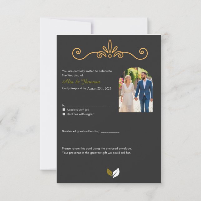 Placa RSVP de Casamento de Script Elegante (Frente)