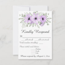 Placa RSVP de Casamento de Script Floral de Lavand
