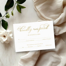 Placa RSVP de Casamento de Script Gold Elegante Si